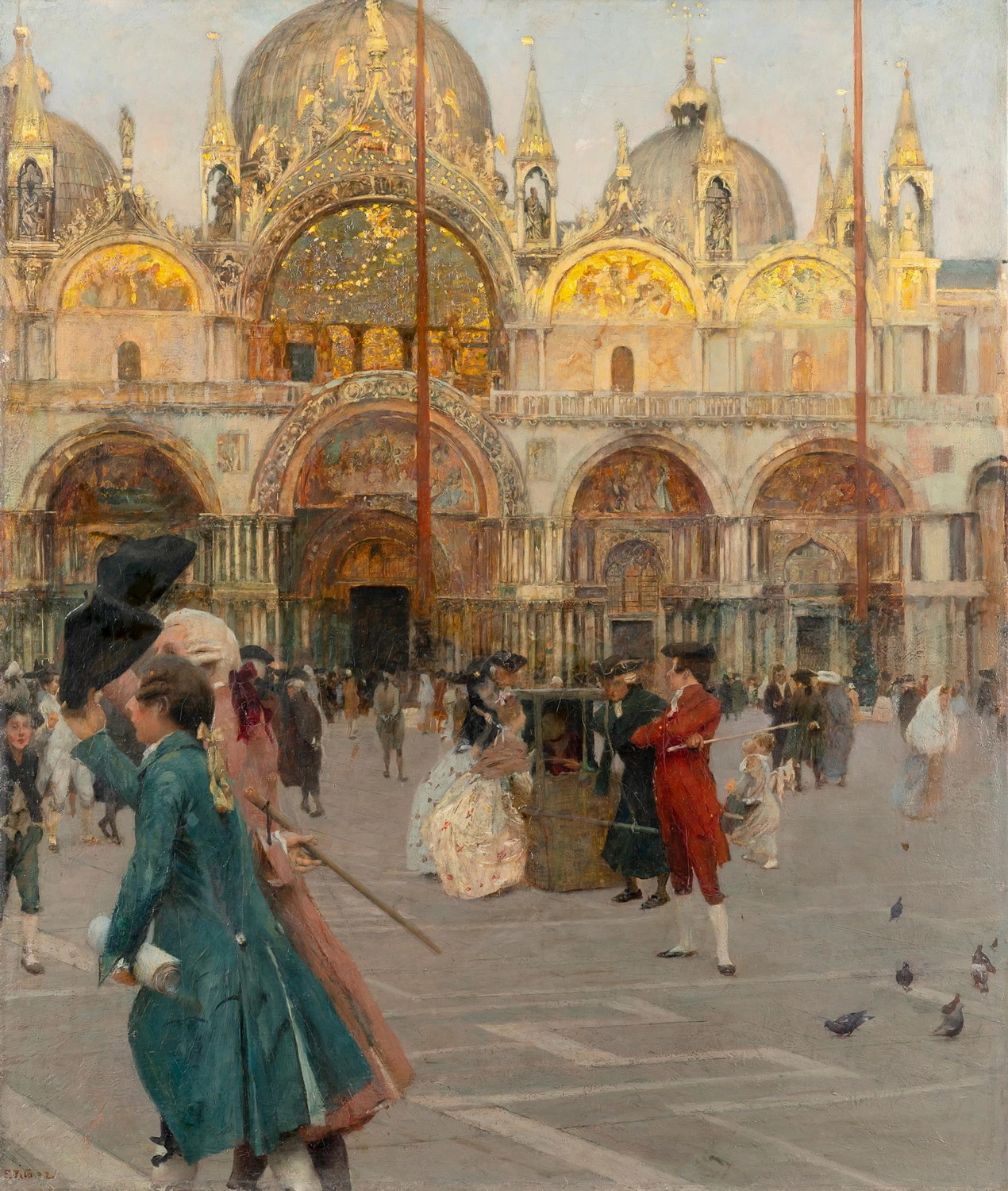  214-Ettore Tito-Scena settecentesca in Piazza San Marco-1892 